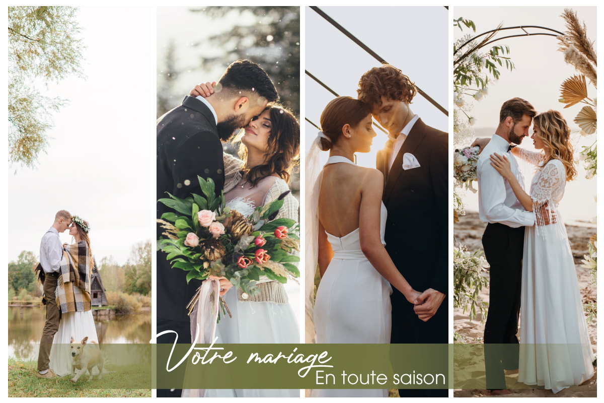 Mariage en hiver, printemps, automne et été